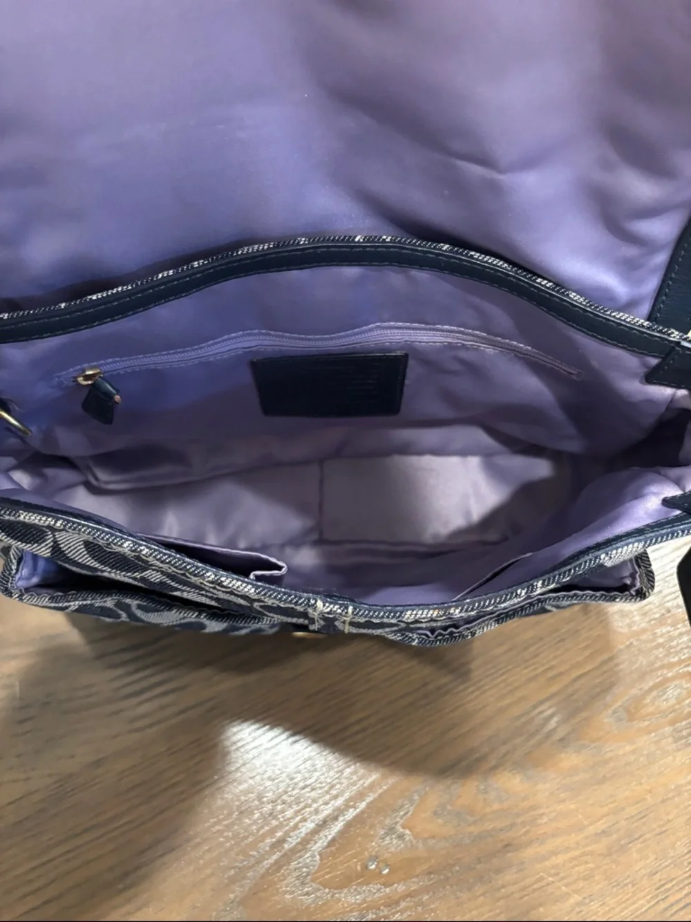 Coach Signature Blue Denim Canvas & Leather Shoulder Bag and Wristlet Wallet Y2K - Picture 8 of 11